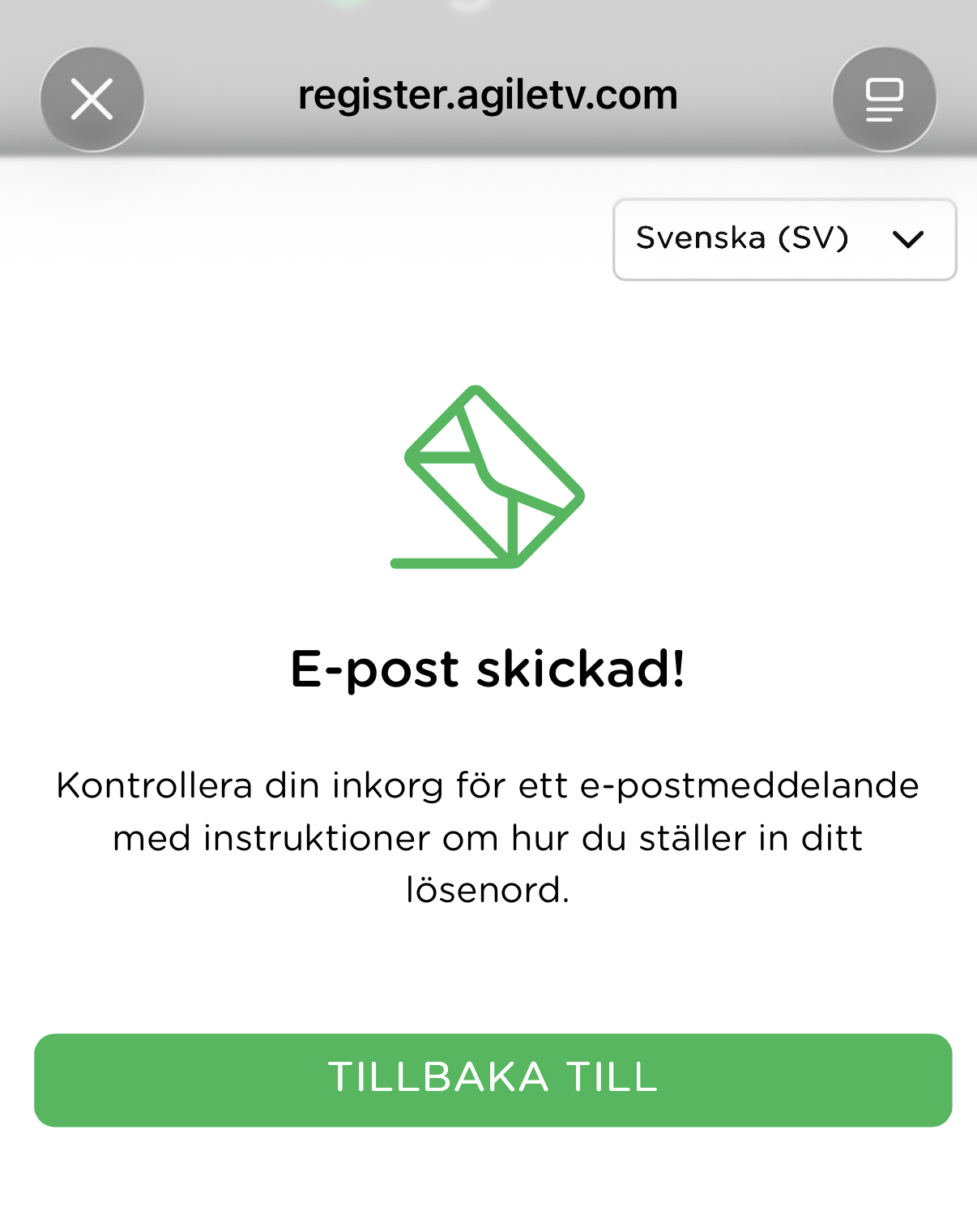 Bekräftelse: E-post skickad